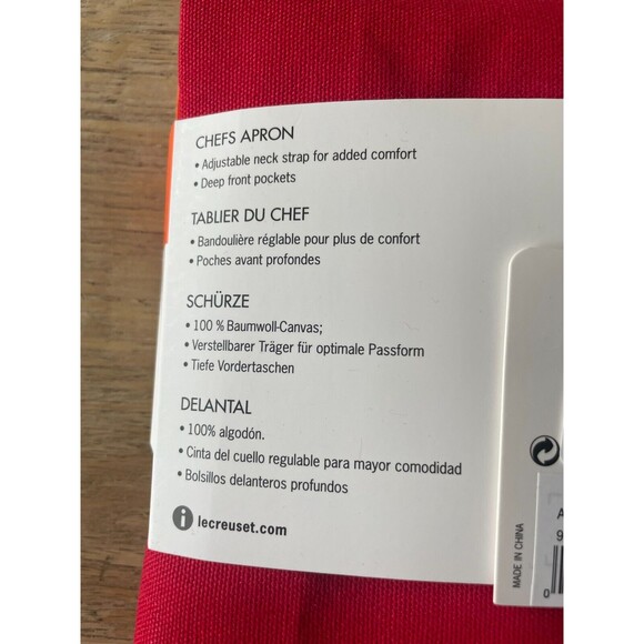 NEW Le Creuset Chef's Adult Apron, Cerise / Cherry Red - Picture 8 of 8